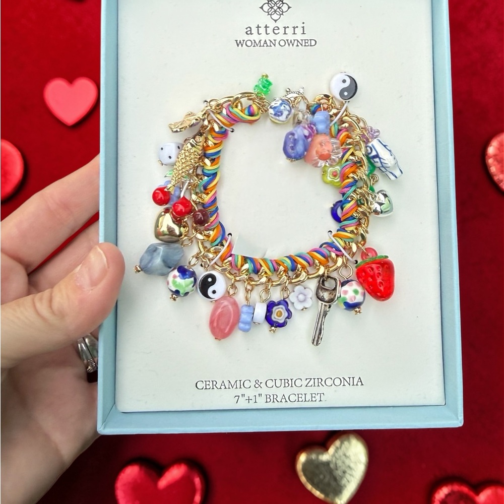 Viral Atterri Multicolor Ceramic & Cubic Zirconia charm Bracelet